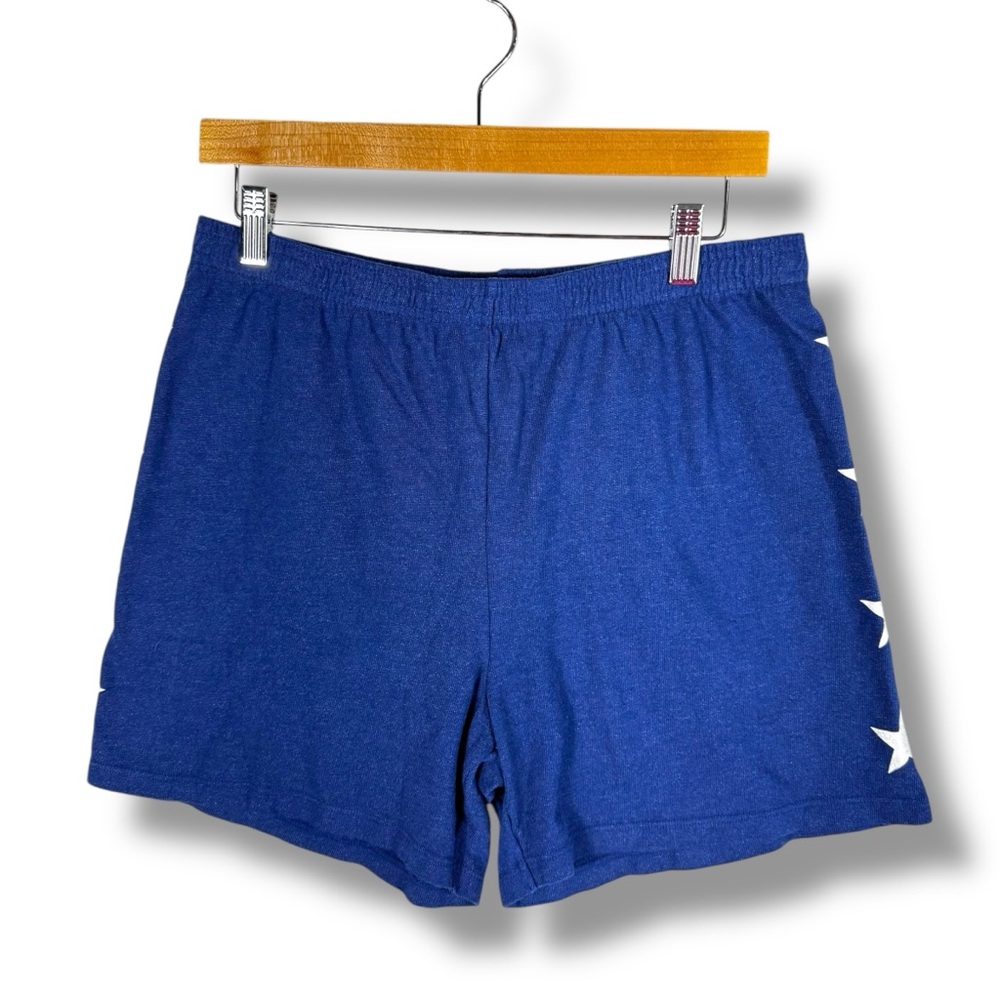 Monrow Star Print Pull On Sweat Shorts, Royal Blue, Size Large